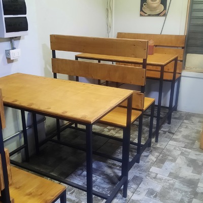 Fabricación mobiliario metal madera local comida rapida