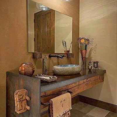 ESTANTERIA DE BAÑO EN MADERAS RUSTICAS