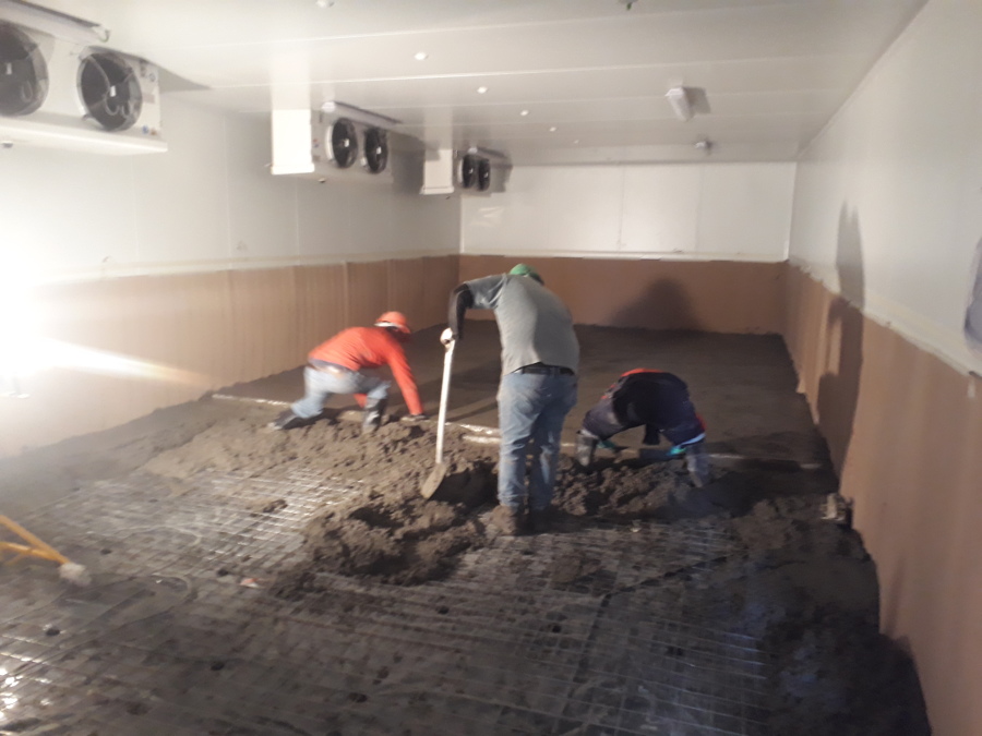 losa de hormigón en cámara de frió