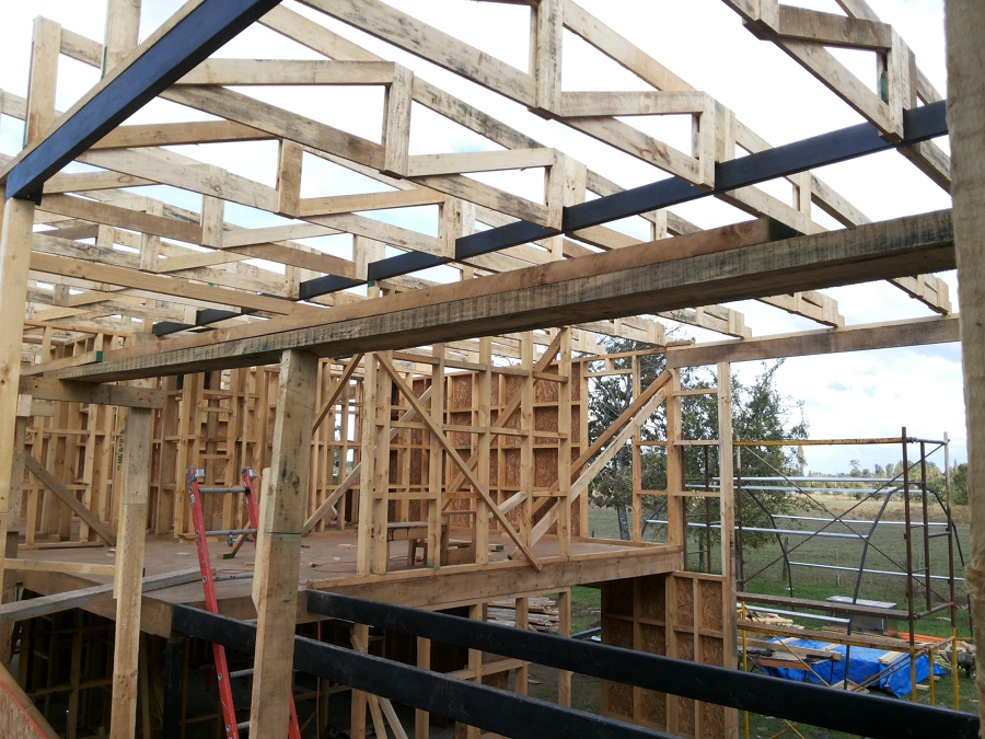 vigas de acero y madera